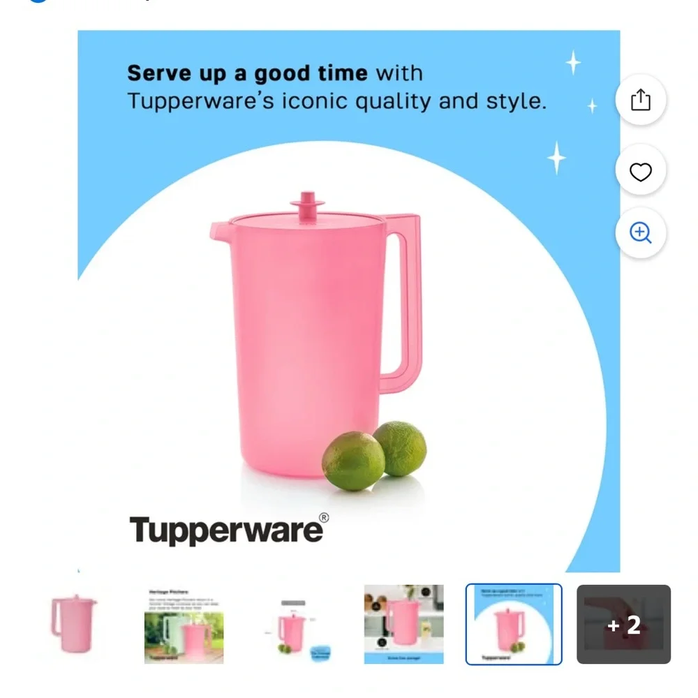 Tupperware Heritage Pink Pitcher with Lid